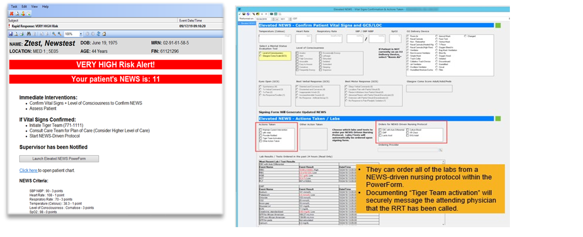 Figure 6 Example NEWS Alert